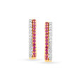 Traditional Bali Diamond Hoop Earrings with Rubies image number null