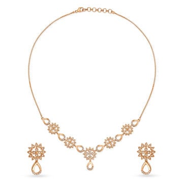 Striking Snowflake Gold and Diamond Necklace Set