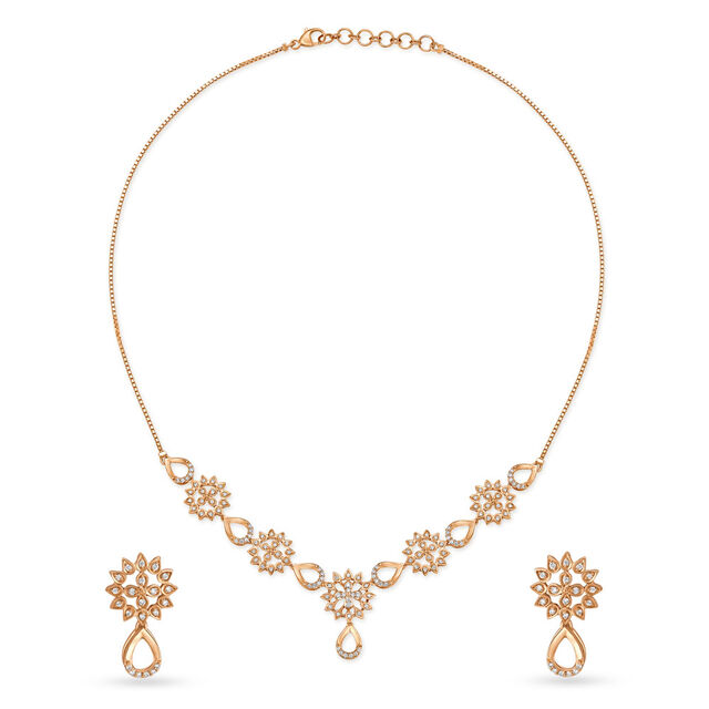 Striking Snowflake Gold and Diamond Necklace Set,,hi-res image number null