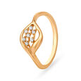 Glimmering 18 Karat Rose Gold And Diamond Leaf Finger Ring,,hi-res image number null