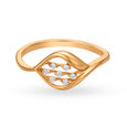 Glimmering 18 Karat Rose Gold And Diamond Leaf Finger Ring,,hi-res image number null