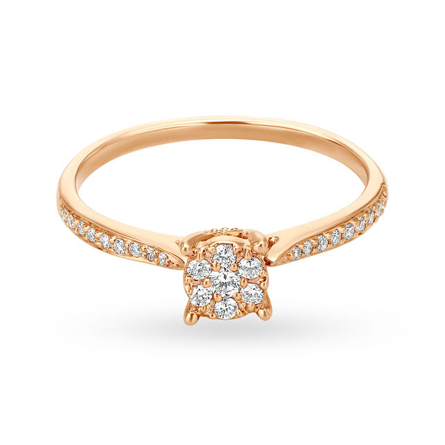 Alluring 18 Karat Rose Gold And Diamond Cluster Finger Ring,,hi-res image number null