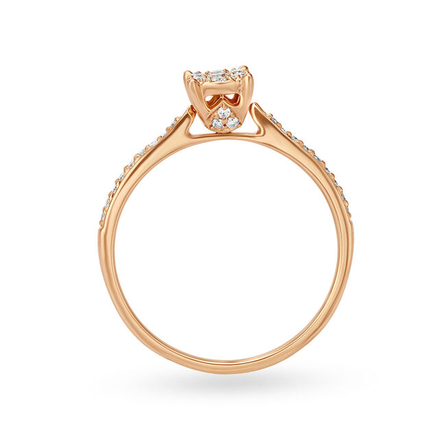 Alluring 18 Karat Rose Gold And Diamond Cluster Finger Ring,,hi-res image number null