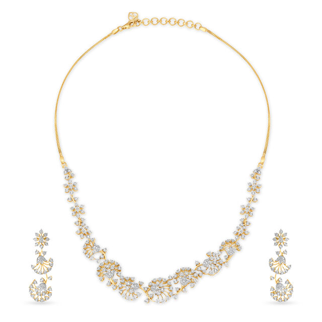 Mesmerising Gold and Diamond Necklace Set,,hi-res image number null