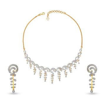 Ethereal Floral Diamond Necklace and Earrings Set