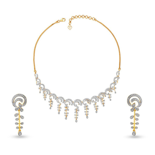 Ethereal Floral Diamond Necklace and Earrings Set,,hi-res image number null