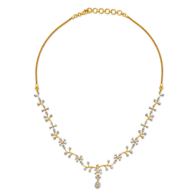 Arresting Yellow Gold And Diamond Floral Necklace,,hi-res image number null