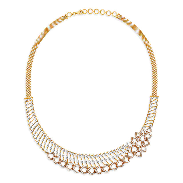 Flourishing Yellow And Rose Gold And Diamond Floral Necklace,,hi-res image number null