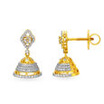 Captivating 18 Karat Yellow Gold And Diamond Studded Jhumkas,,hi-res image number null