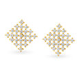Awe-Striking 18 Karat Yellow Gold And Diamond Lattice Stud Earrings,,hi-res image number null