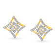 Classy 18 Karat Yellow Gold And Diamond Rhomboid Studs,,hi-res image number null