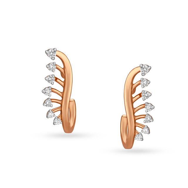 Eccentric Rose Gold and Diamond Stud Earrings,,hi-res image number null