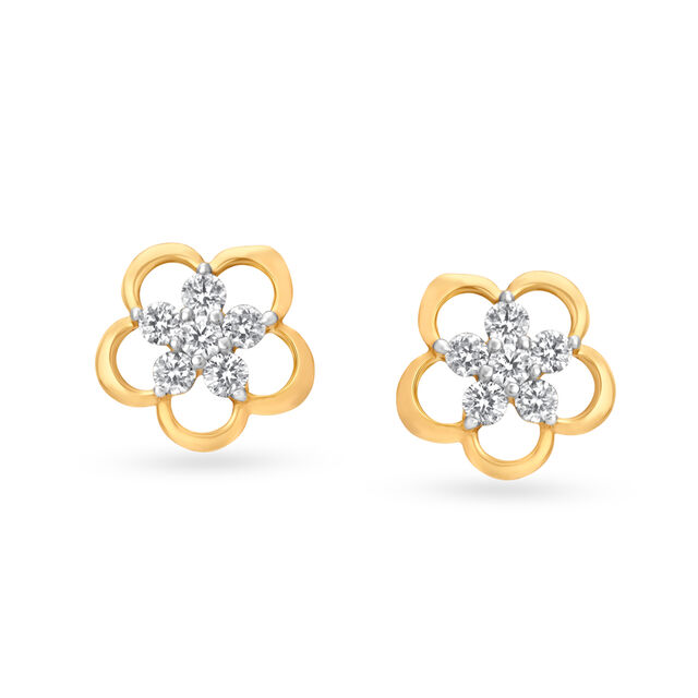 Timeless Floral Diamond Stud Earrings,,hi-res image number null