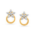Shimmering 18 Karat Yellow Gold And Diamond Floral Studs,,hi-res image number null