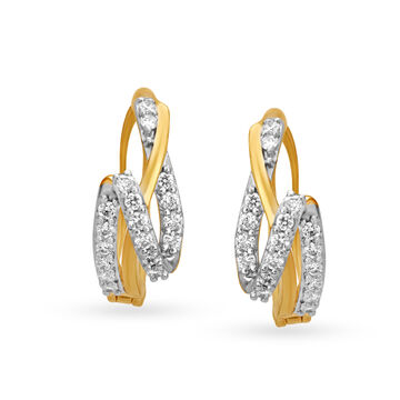 Stylish Zigzag Diamond Bali Hoop Earrings