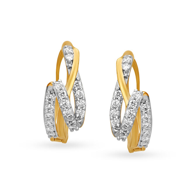 Stylish Zigzag Diamond Bali Hoop Earrings image number null