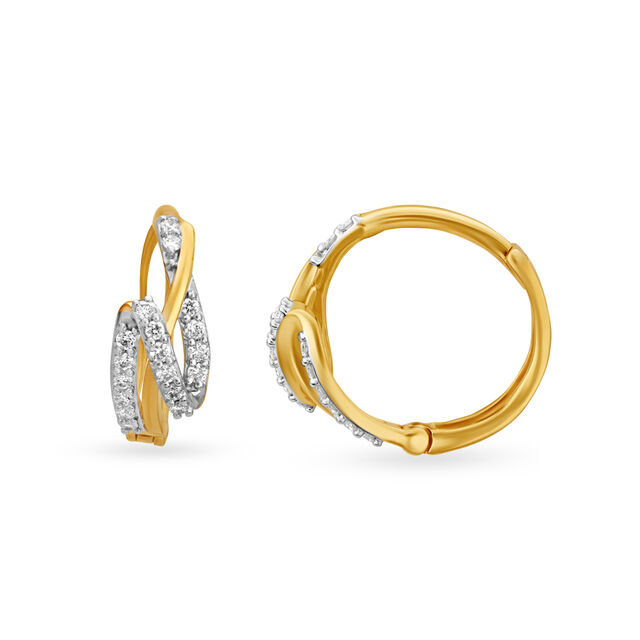 Stylish Zigzag Diamond Bali Hoop Earrings image number null