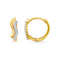 Elegant 18 Karat Yellow Gold And Diamond Wave Hoops image number null