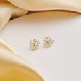 Eclectic 18 Karat Yellow And White Gold And Diamond Geometric Flower Stud Earrings,,hi-res image number null