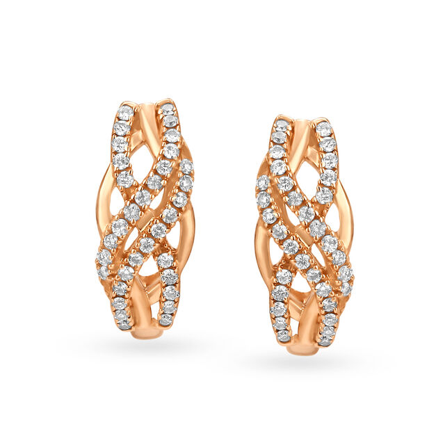 Enticing Eternity Rose Gold and Diamond Hoop Earrings,,hi-res image number null
