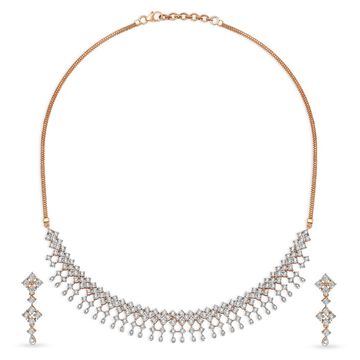 Bedazzling Gold and Diamond Necklace Set