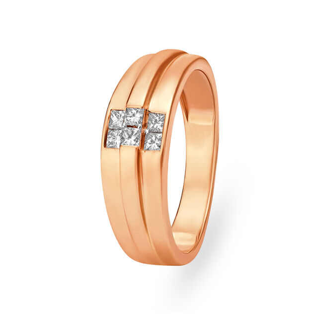 Bold Layered Rose Gold and Diamond Ring for Men,,hi-res image number null