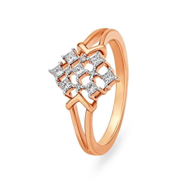 Majestic Rose Gold And Diamond Geometric Lattice Ring,,hi-res image number null