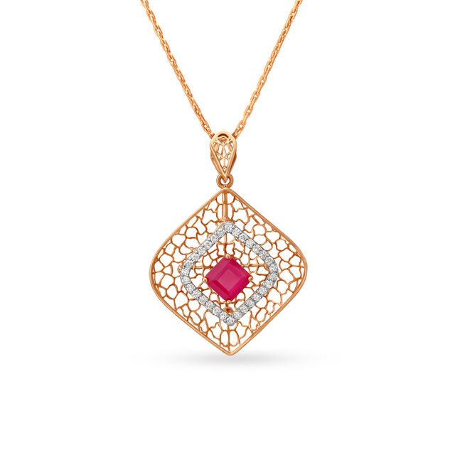 Surreal Rose Gold and Diamond Pendant,,hi-res image number null