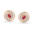 Hypnotic 18 Karat Rose Gold And Diamond And Ruby Circle Studs,,hi-res image number null