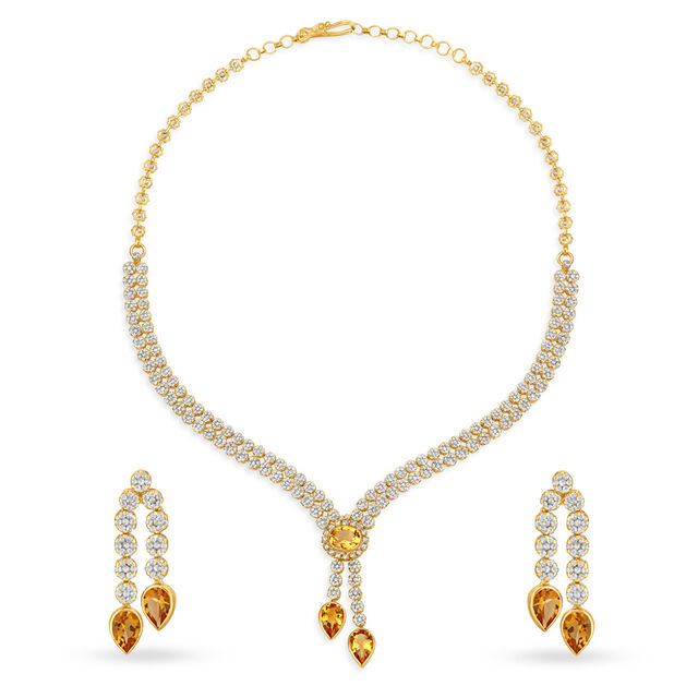 Distinguished Modern Design Gold Necklace Set Studded With Stones,,hi-res image number null