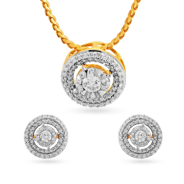 Chic Gold and Diamond Pendant and Earrings Set,,hi-res image number null