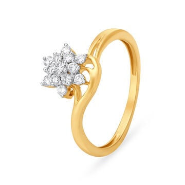 Enrapturing 18 Karat Yellow Gold And Diamond Floral Ring