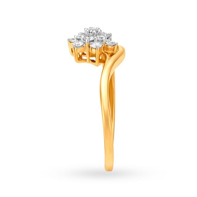 Enrapturing 18 Karat Yellow Gold And Diamond Floral Ring,,hi-res image number null