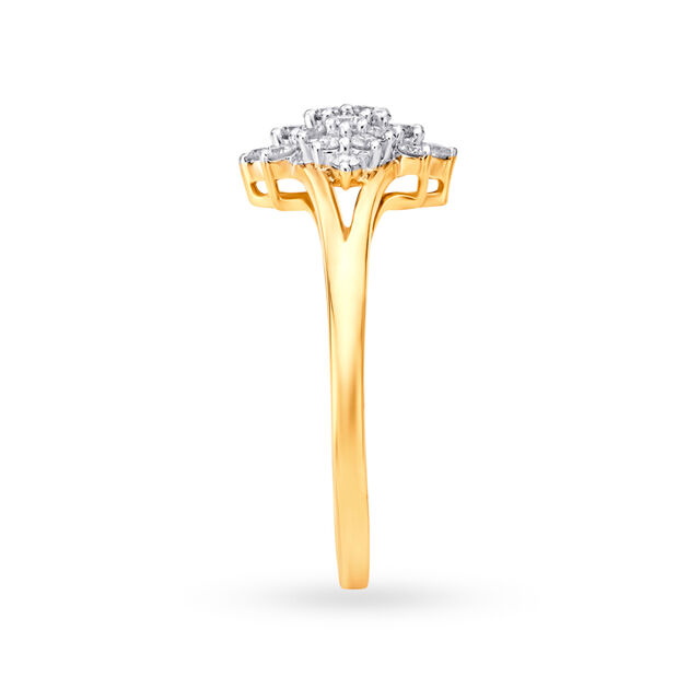Radiant 18 Karat Yellow Gold And Diamond Floral Ring,,hi-res image number null