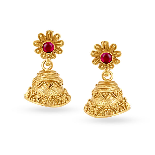 Radiant Floral Antique Gold Jhumkas image number null