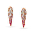 Dainty Sapphire and Diamond Ombre Bali Hoop Earrings in Rose Gold,,hi-res image number null