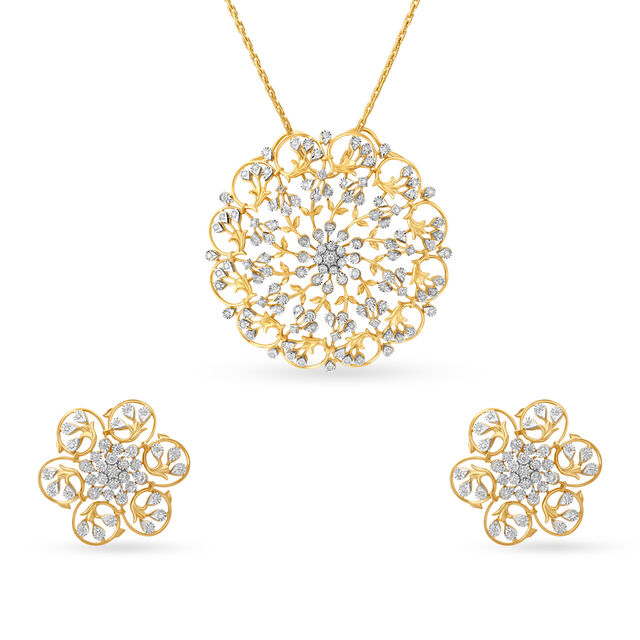 Intricate Diamond Pendant Set in a Floral Pattern,,hi-res image number null