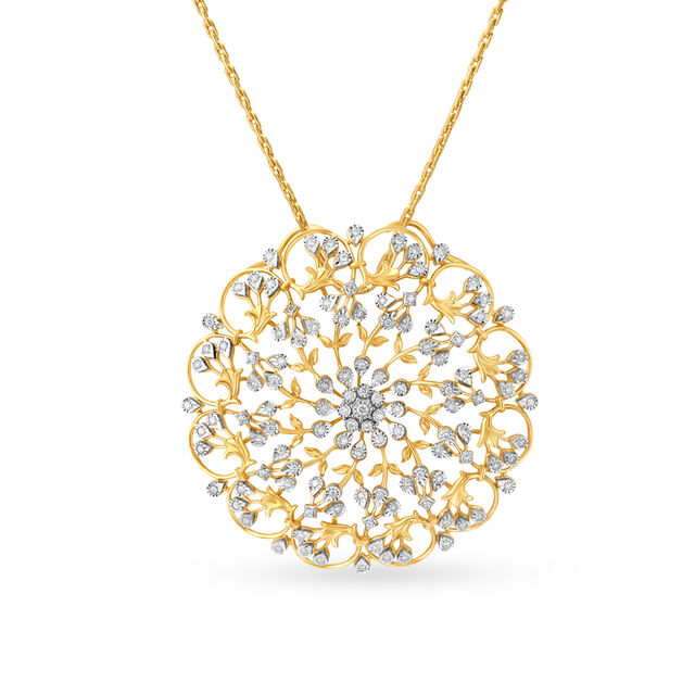 Intricate Diamond Pendant Set in a Floral Pattern,,hi-res image number null