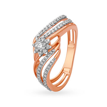 Glamorous Floral Rose Gold and Diamond Ring