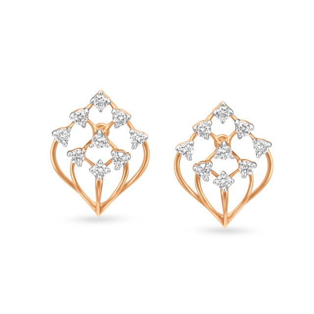 Mesmerising Floral Rose Gold and Diamond Stud Earrings,,hi-res image number null