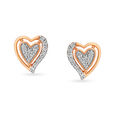 Romantic Hearts Rose Gold and Diamond Stud Earrings image number null