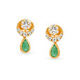 Celestial Emerald and Gold Drop Earrings with Stones,,hi-res image number null