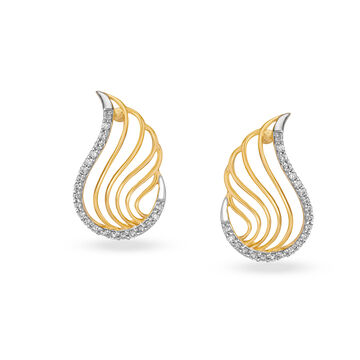 Elegant Eternity Swan Diamond Stud Earrings
