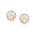 Artistic Spiral Gold and Diamond Stud Earrings image number null