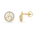 Artistic Spiral Gold and Diamond Stud Earrings image number null