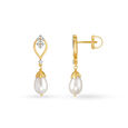 Enticing Diamond Drop Earrings with Pearls image number null