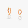 Sleek Pearl Hoop Earrings image number null