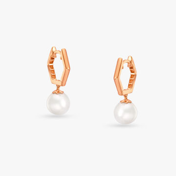 Sleek Pearl Hoop Earrings