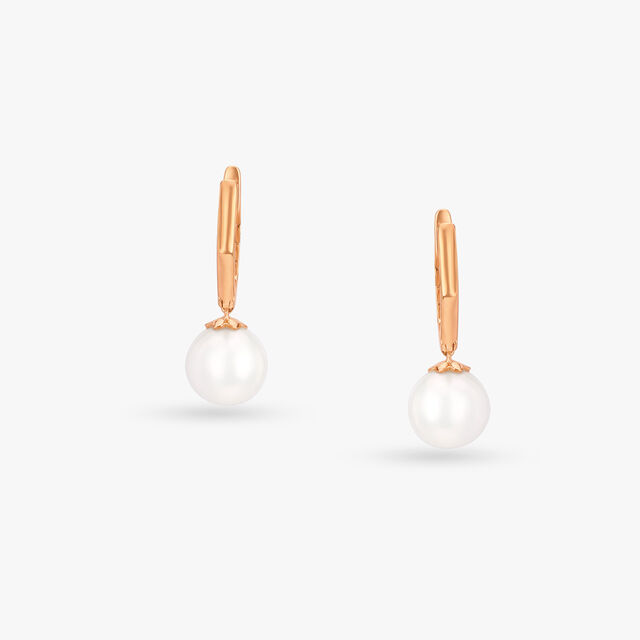 Sleek Pearl Hoop Earrings image number null