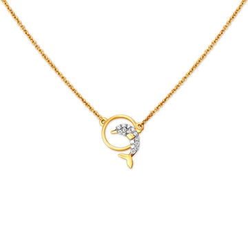 Dolphin Diamond Pendant with Chain for Kids
